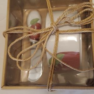 Apple Stoneware Dipping Bowl and Spreader Gift Set